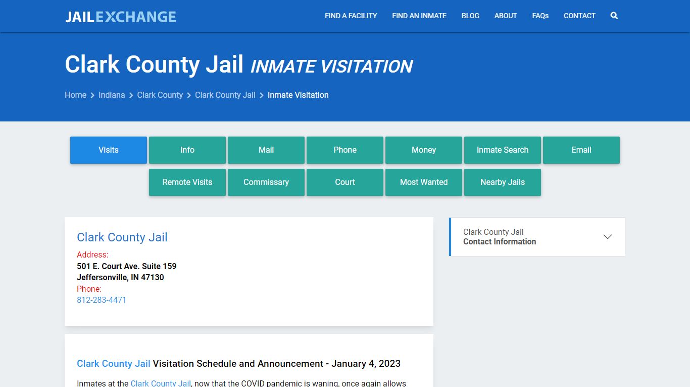 Inmate Visitation - Clark County Jail, IN - Jail Exchange